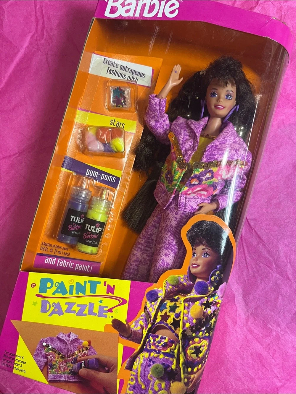 Barbie Paint 'n Dazzle Doll in Pink, Purple & Yellow Outfit